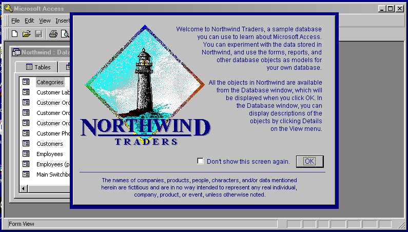 Northwind opening screen